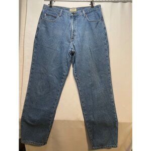 L.L. Bean flannel lined jeans mens 37 x 32 natural fit high winter thick blue